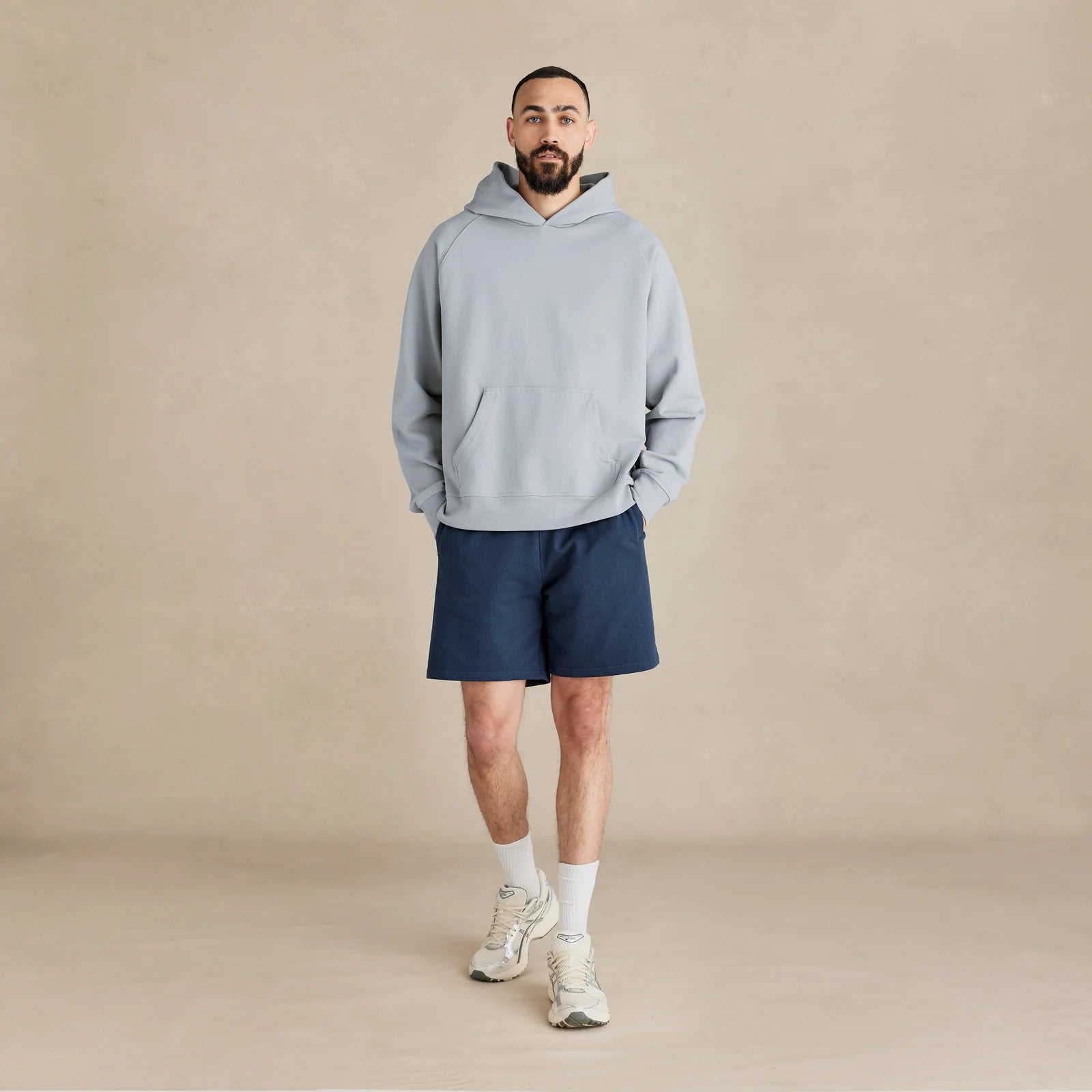 Men’s light grey organic cotton hoodie relaxed fit