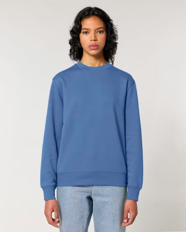 light blue unisex crewneck sweatshirt flat front view
