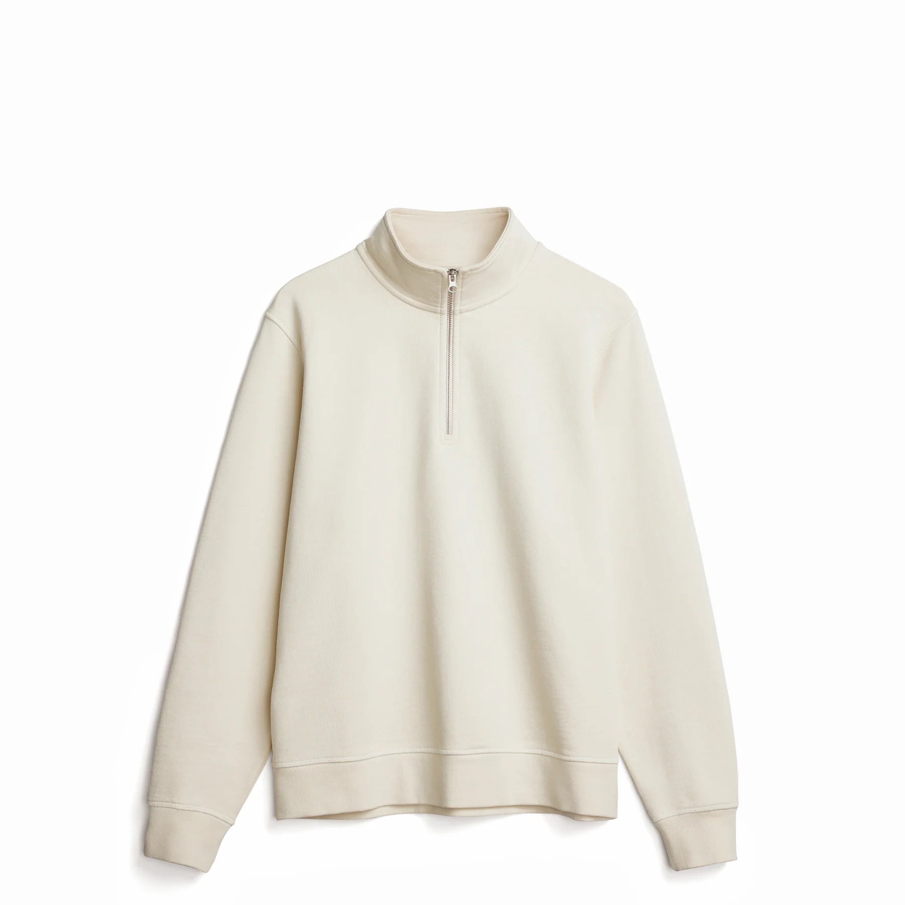 The Traveler Pullover oat unisex quarter zip sweatshirt front view