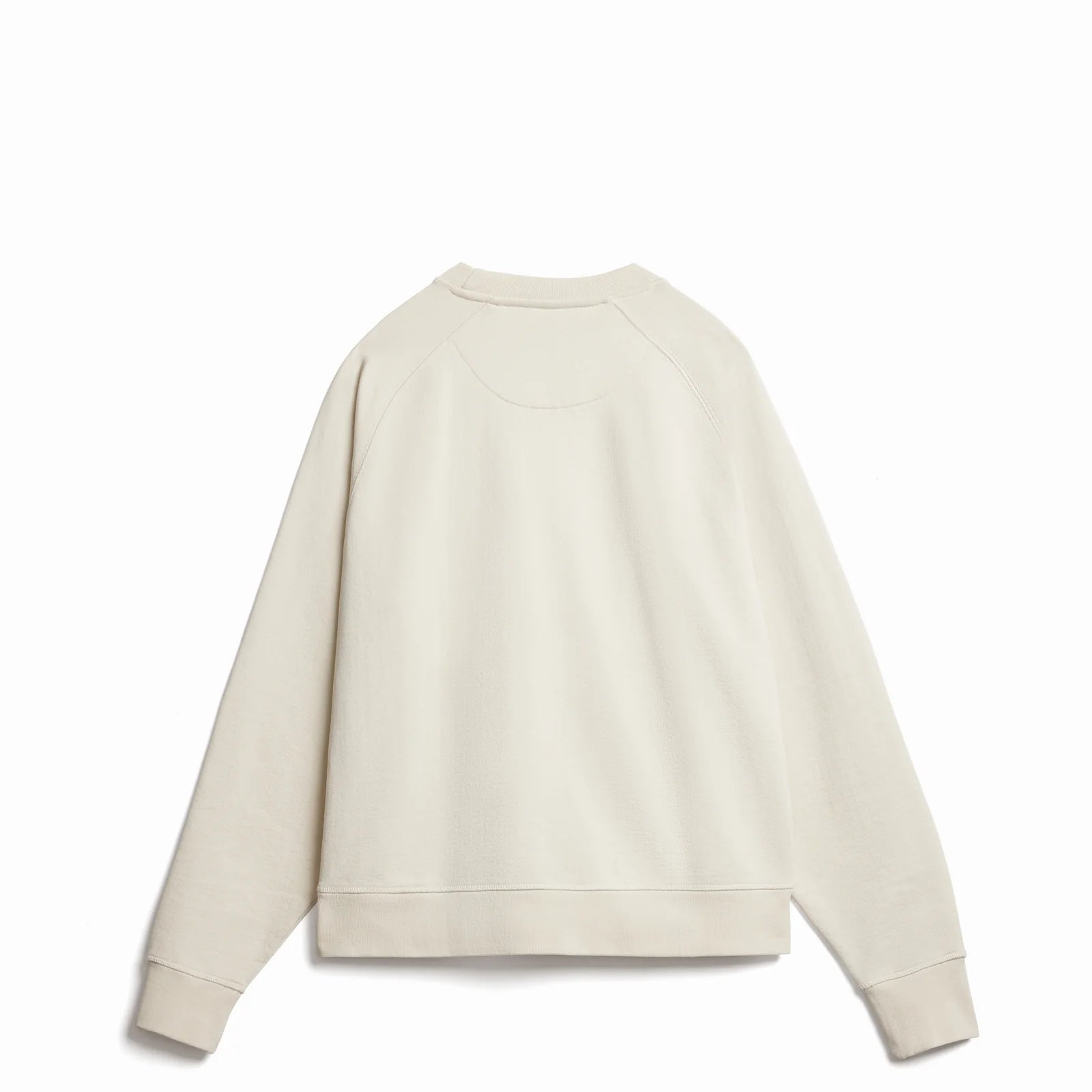 The Relaxed Crewneck cream crewneck flat lay front view