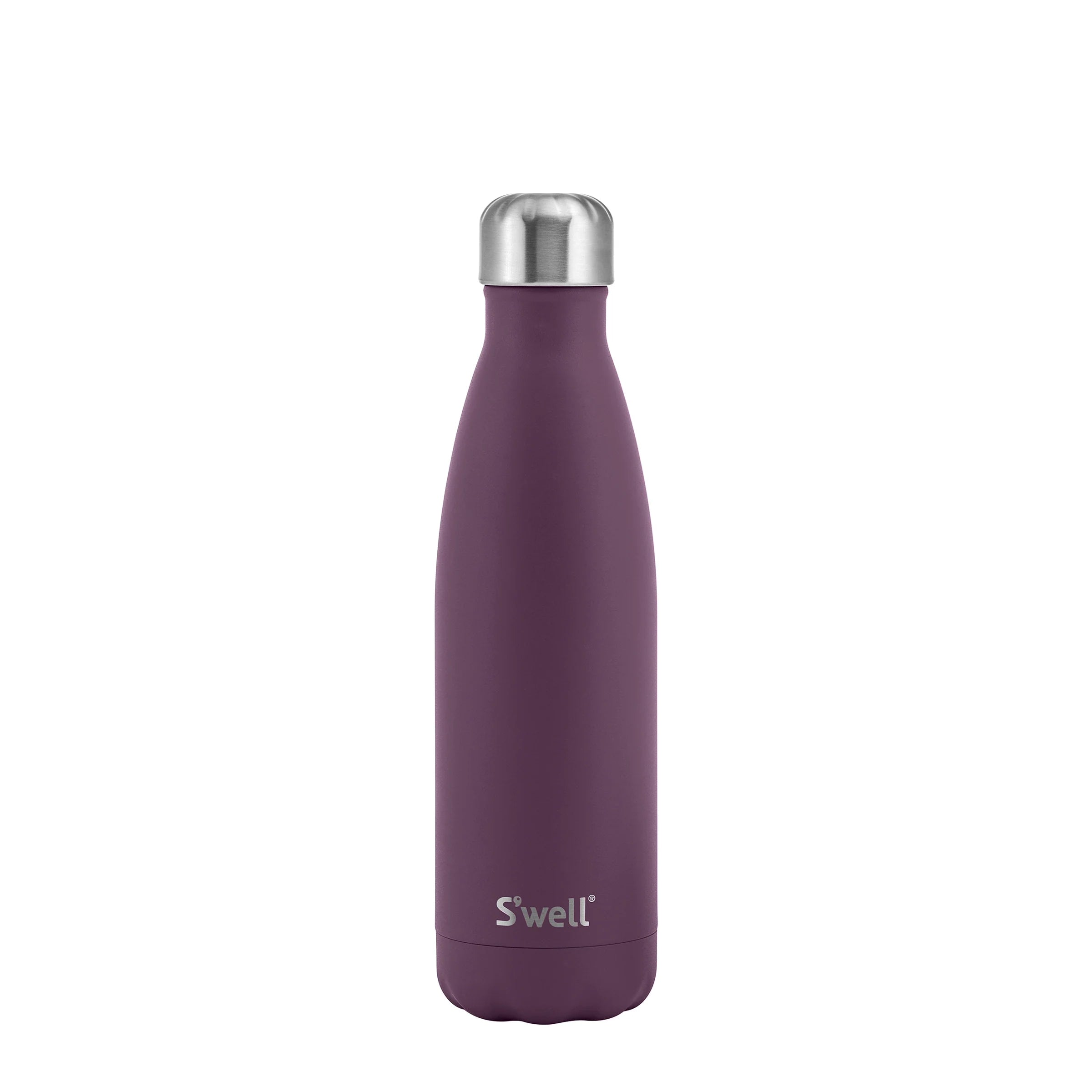 Purple stainless steel insulated water bottle with screw cap