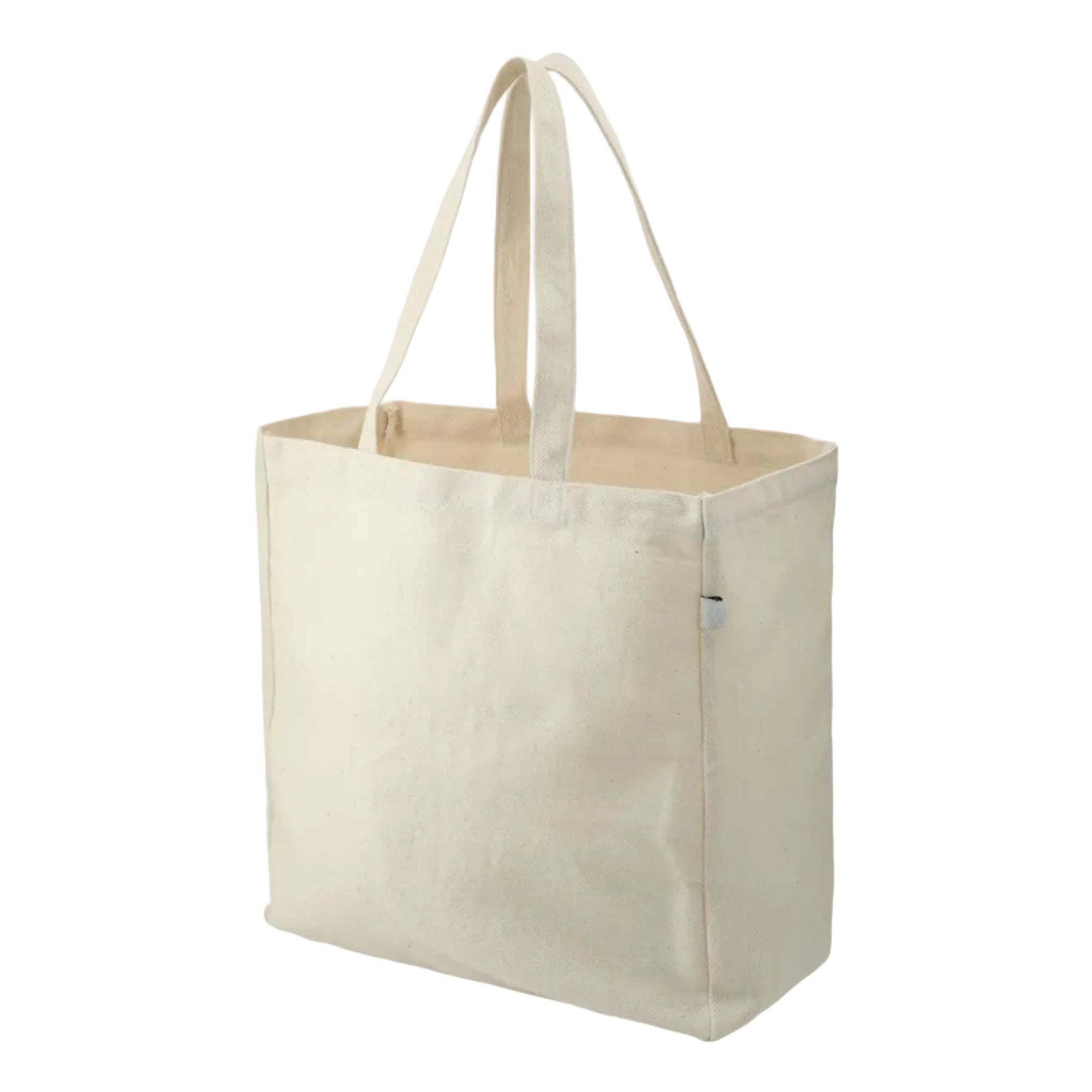 The Everyday Tote natural hemp cotton tote bag side view with double handles