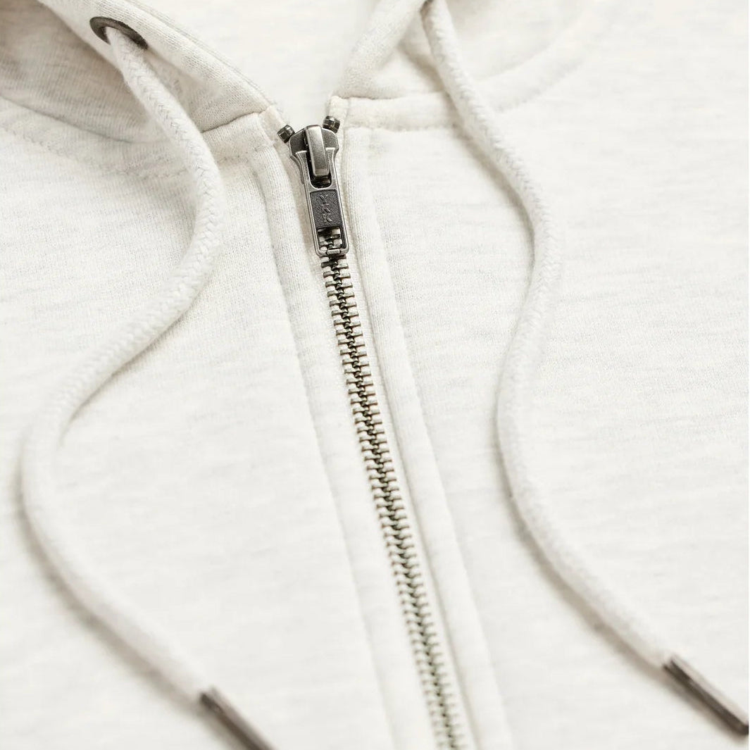 The Signature Zip oat zip hoodie front view with zipper