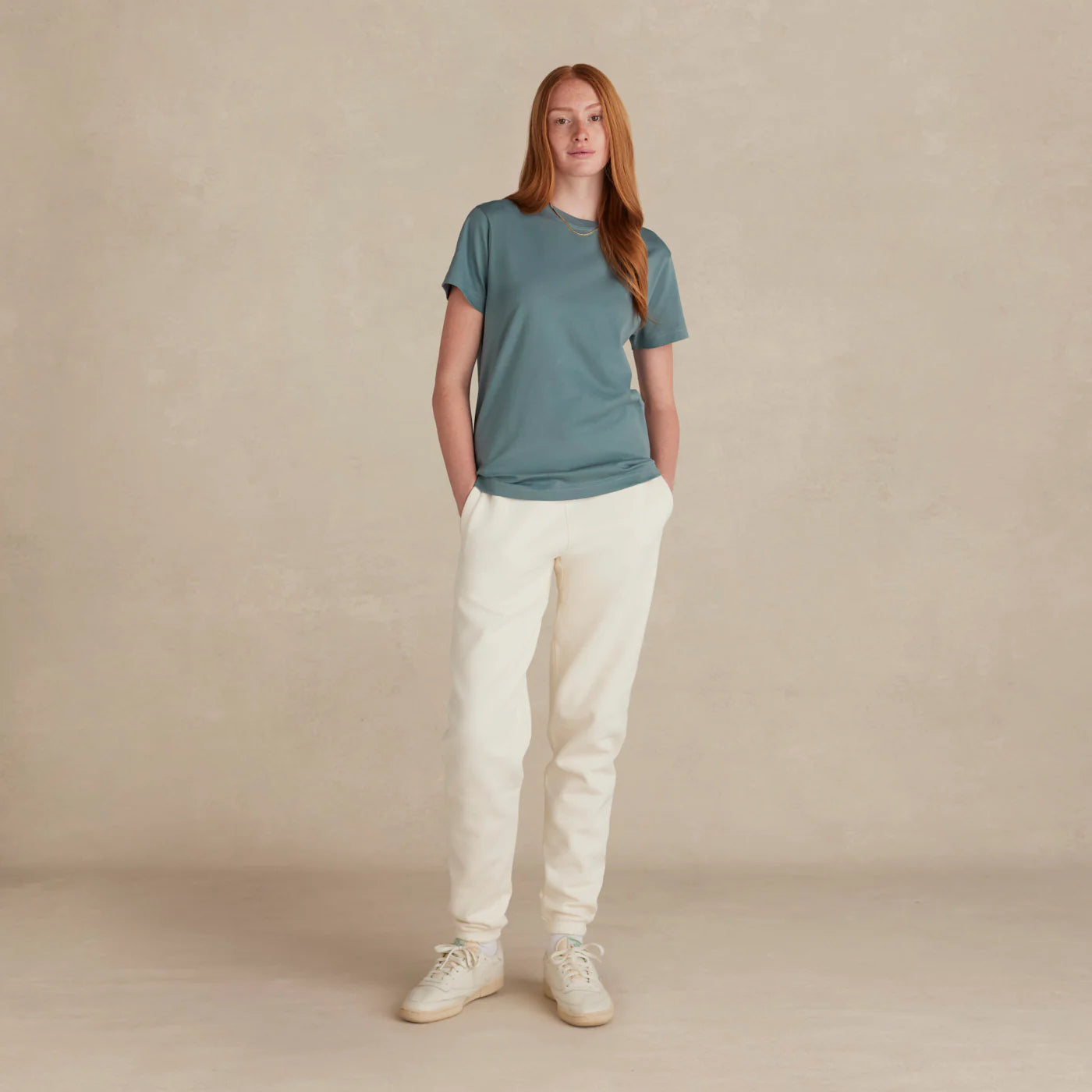 SoftLayer Tee light blue worn on female model