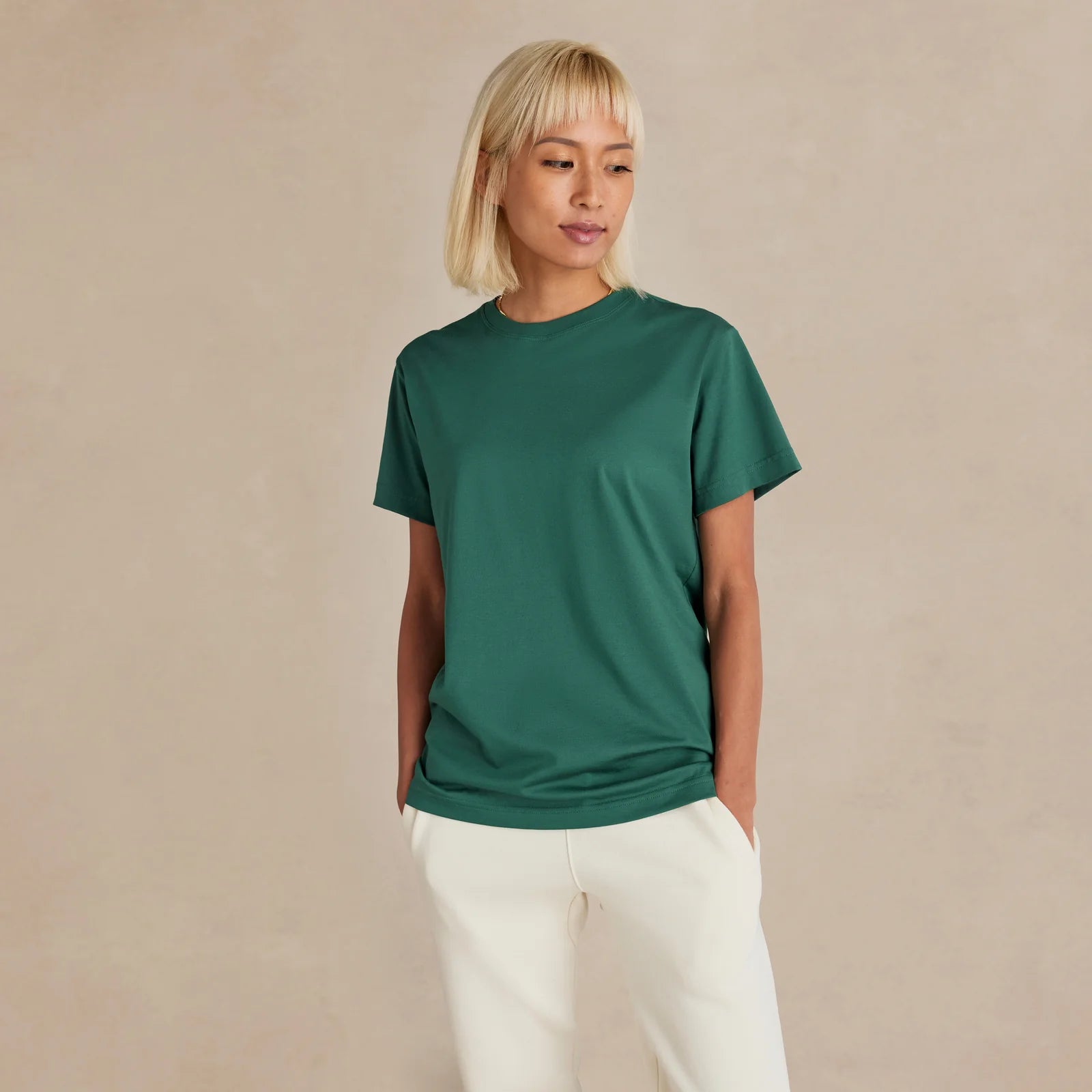 SoftLayer Tee  green worn on female model