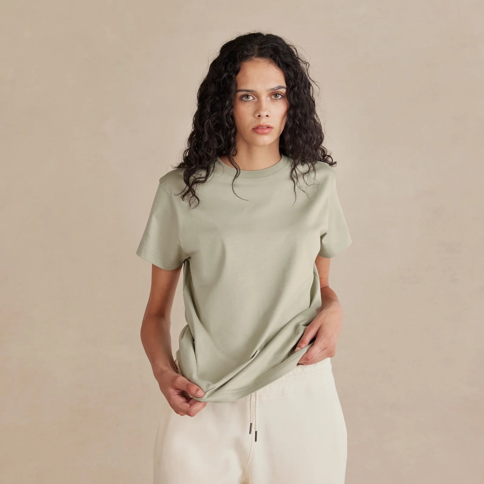 SoftLayer Tee sage worn on model