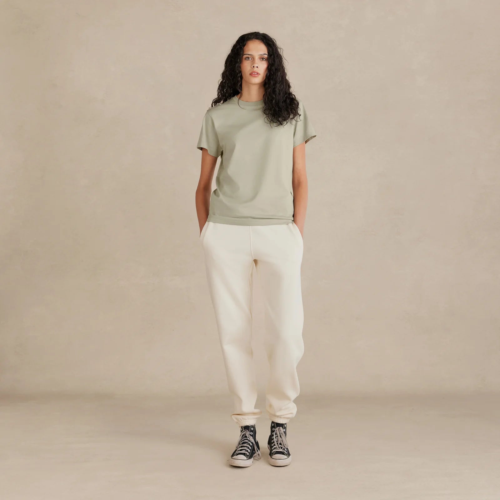 SoftLayer Tee sage worn on model