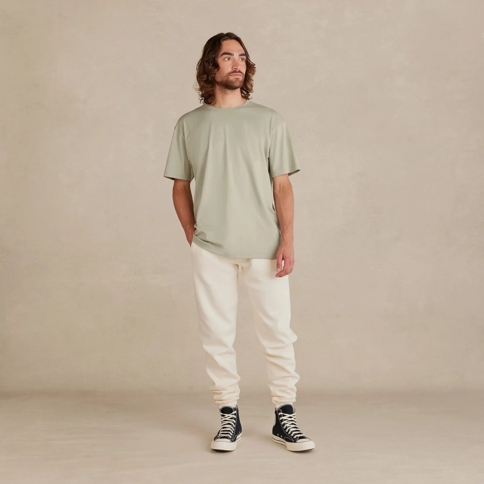SoftLayer Tee sage worn on male model