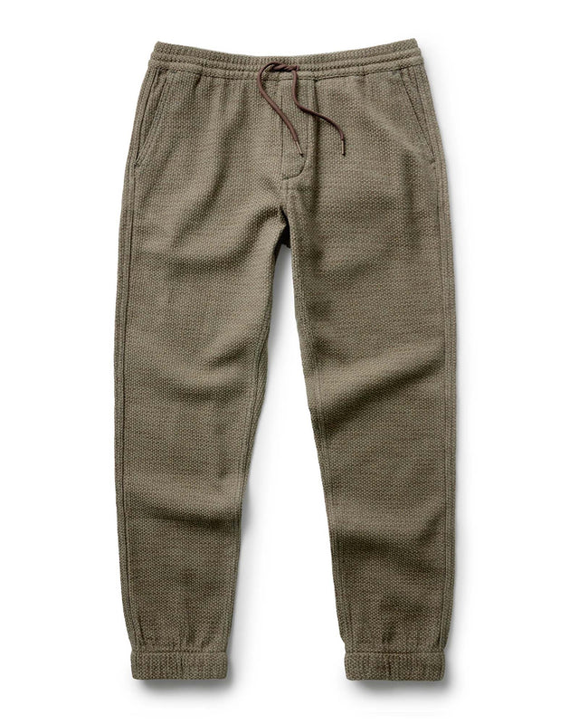 Olive green men’s jogger pants front view