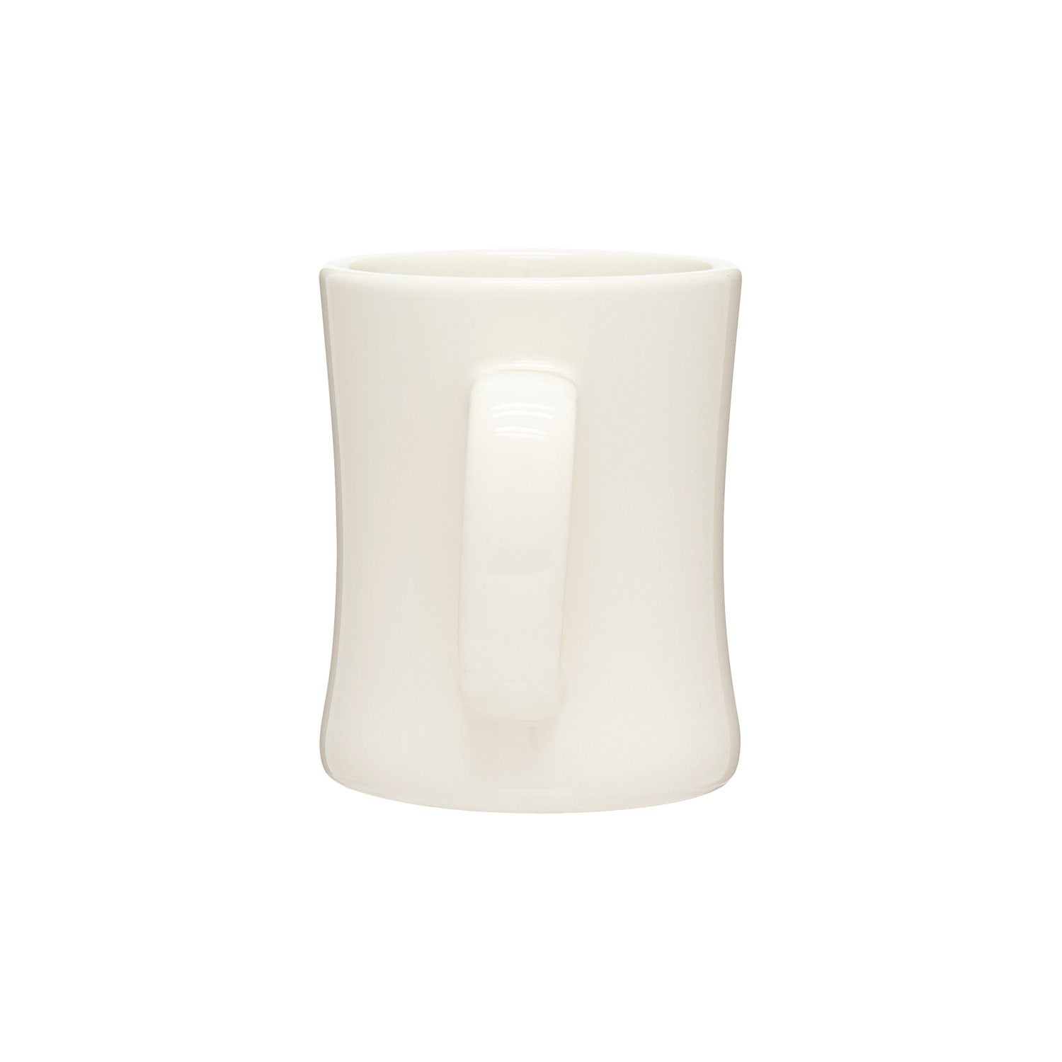 White ceramic mug on a white background